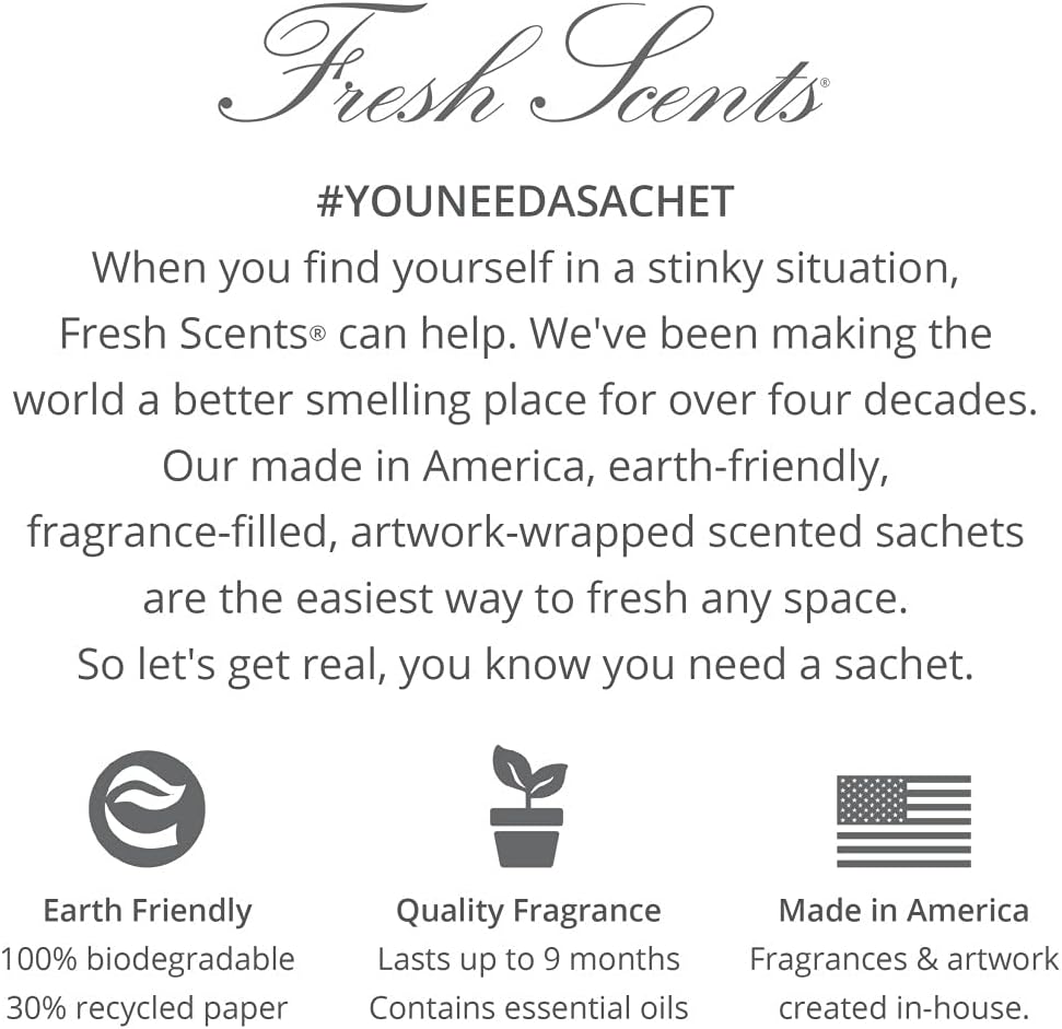 WILLOWBROOK | Fresh Scents Scented Sachet Packet | Lily of The Valley | Air Freshener Bags for Drawers, Closets, Cars | 6 Pack | Long Lasting Home Fragrance