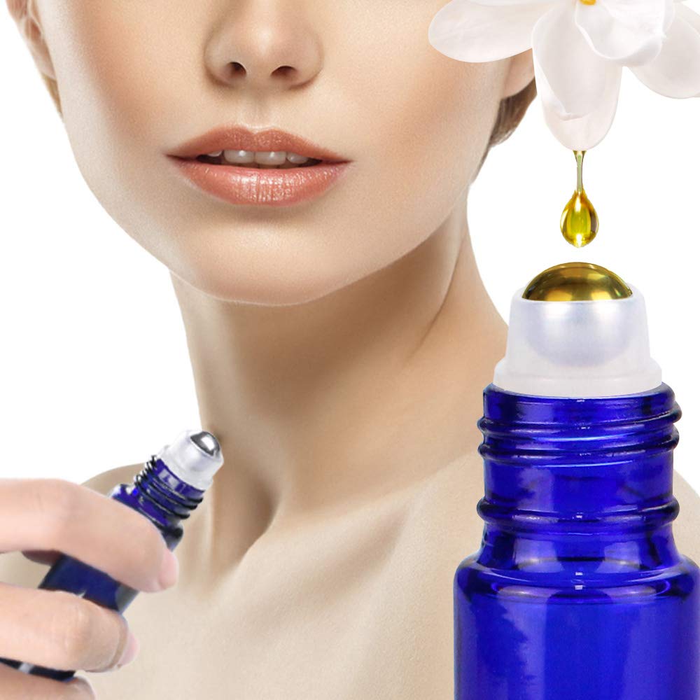 Glass Spray Bottle Kit×10 (2×16 oz, 2×4 oz, 6×2 oz), 9×10 ml Roller Bottles, Anti UV, Multi Size and Versatile, Suitable for Aromatherapy, Facial Moisturizing, Watering, etc.(Blue