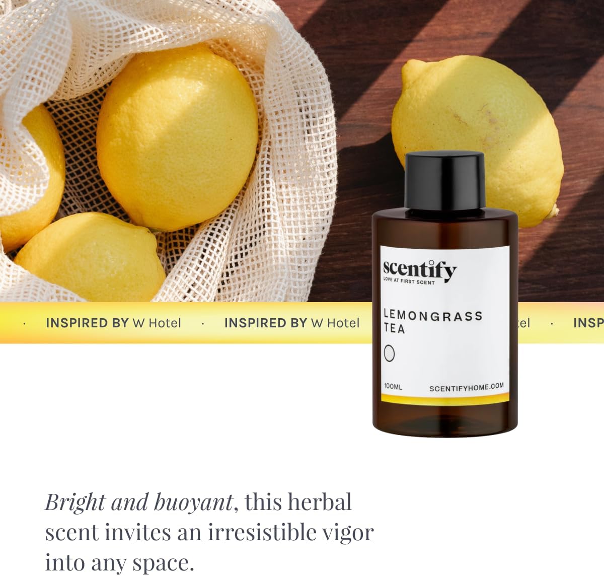 Scentify Lemongrass Aroma Oil Refill Scent for Oil Diffusers - Lemongrass, Clove, Musk Scents - Luxurious Relaxing Aromatherapy Diffuser Fragrance 100ml, 3.38 oz