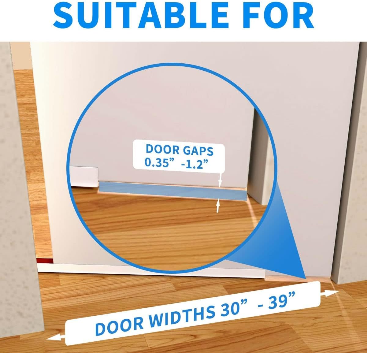 Door Draft Stopper, Strong Adhesive Door Sweep for Exterior and Interior Doors, 39” Length Cuttable Under Door Seal. (White, 1 Pack)