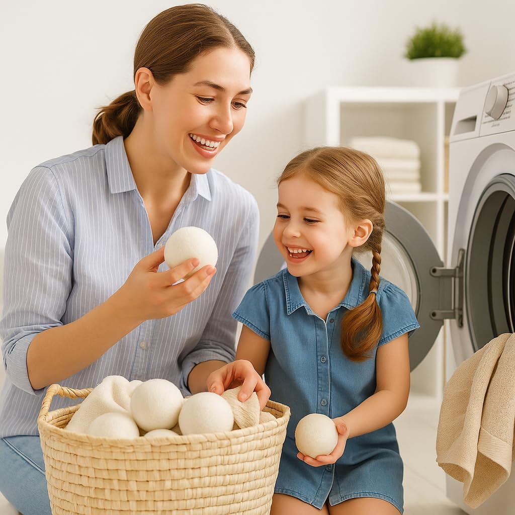 Wool Dryer Balls – 4XL Pack + 2 Essential Oils – 100% Pure New Zealand Wool – Eco-Friendly Fabric Softener
