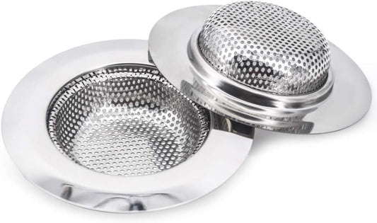 Kitchen Sink Strainer Stainless Steel Sink Strainer with Large Wide Rim 4.5" for Mesh Sink Strainer, Bathroom, Slop, Laundry, RV, Lavatory, Large (Pack of 2)