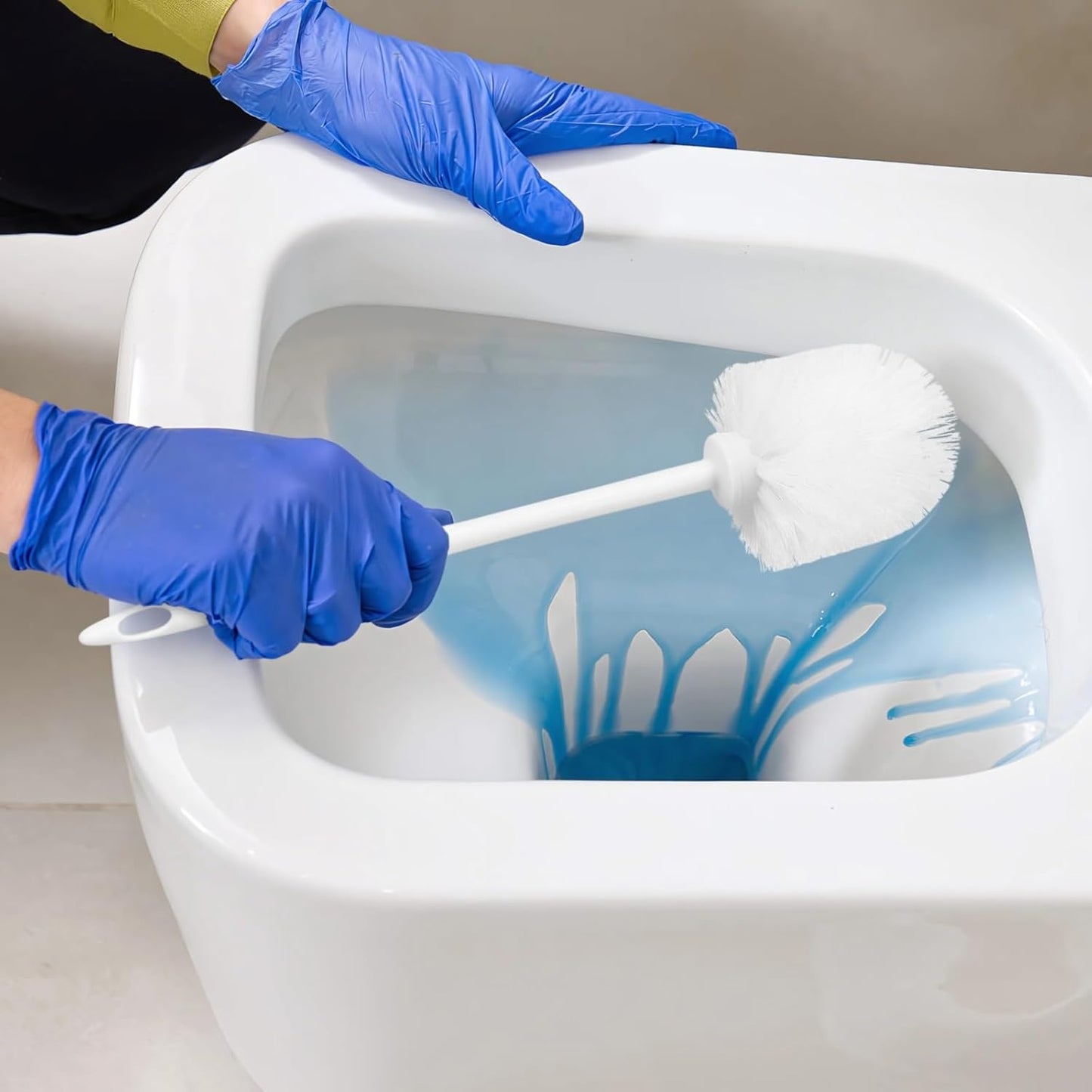 Homaisson Toilet Brush Set 15 Pack, Long Handle Plastic Toilet Cleaning Brushes with Storage Base, White Bristle Head, Quality PP Material, Deep Clean for Bathroom Corners