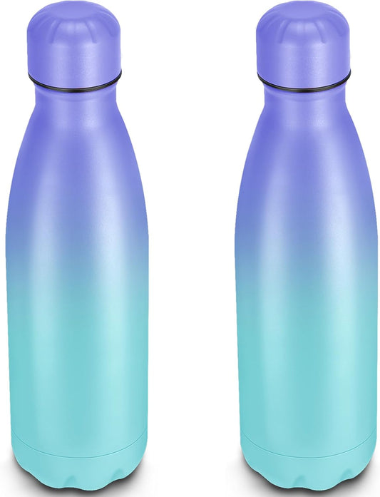 25oz Cola-Bottle Shaped Stainless Steel Leak-proof Water Bottle,Double Wall Vacuum Insulated Metal,Travel Mug For Sports Indoors & Outdoors,BPA-Free Kids Flasks,Purple Blue(2 Pack)