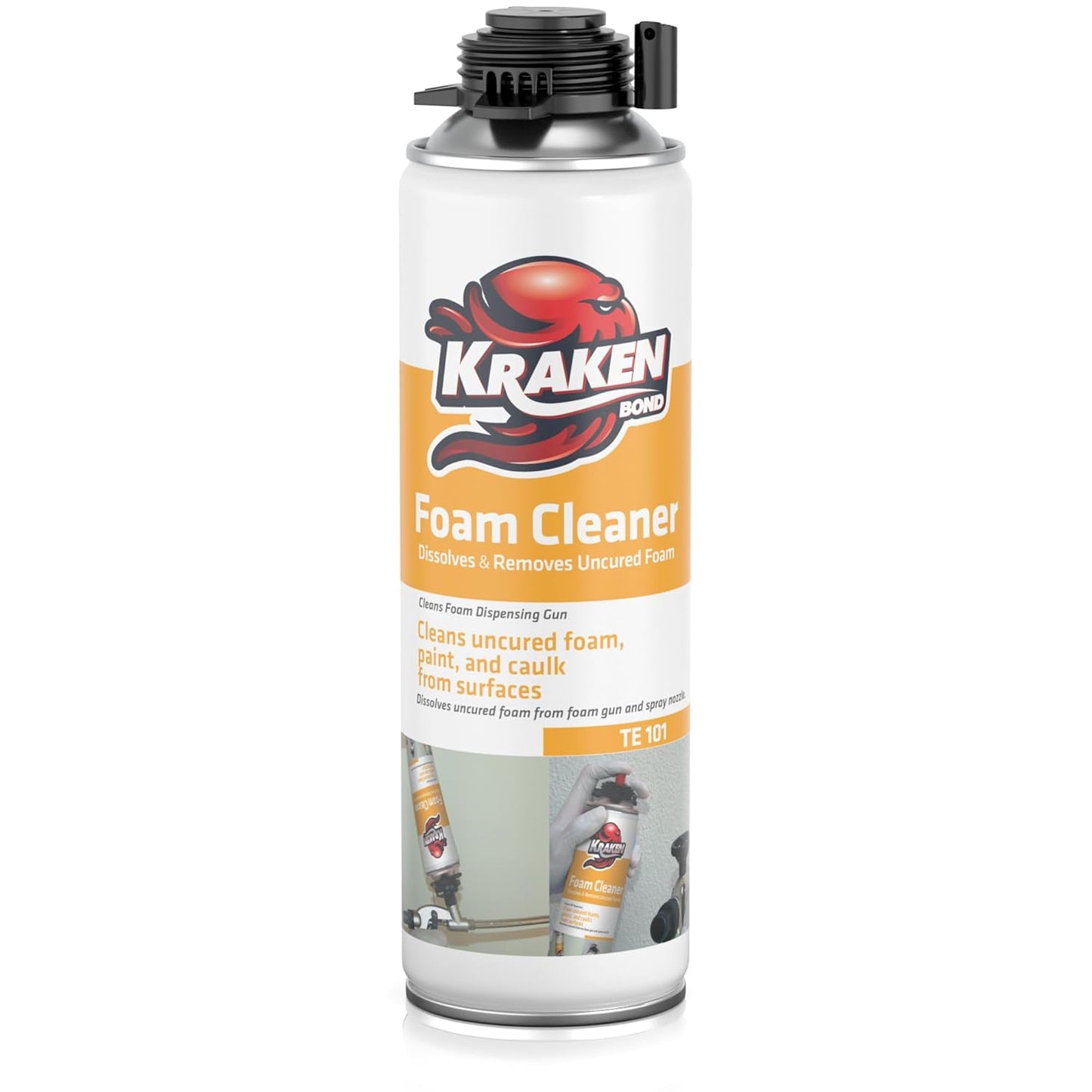 Kraken Bond Spray Foam Gun Cleaner - (1x12.3oz) Polyurethane Foam Insulation Cleaner Spray, Dissolves Uncured Expanding Foam, Foam Cleaner Spray for Extended Tool Durability - 1 Pack