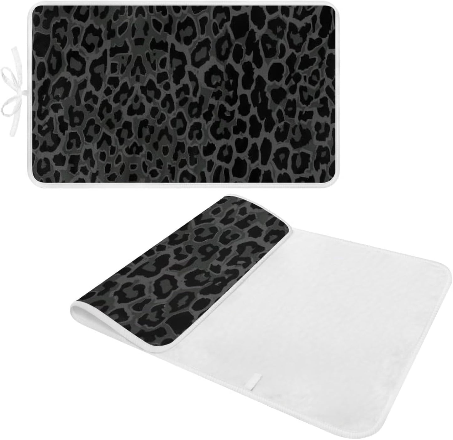 Black Ironing Mat Portable Leopard Print Ironing Pad for Steam Pressing on Tabletop or Bed,Heat Resistant Portable Quilting & Travel Blanket Ironing Board Alternative Cover