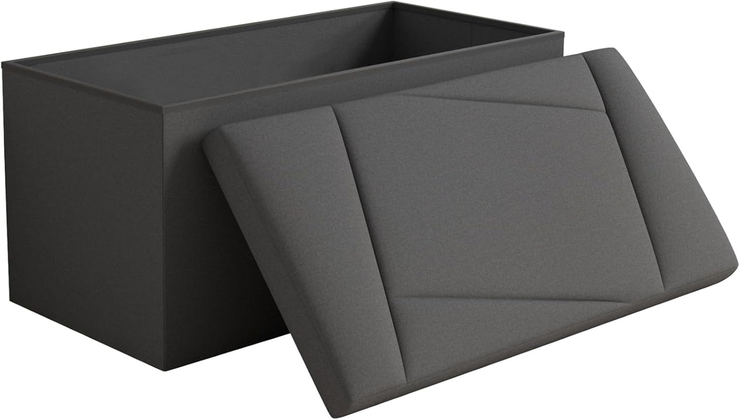 Folding Storage Ottoman Bench, 30 Inches End of Bed Bench Folding Ottoman Storage for Bedroom, Entryway and Living Room, 30"x15"x15",Dark Gray