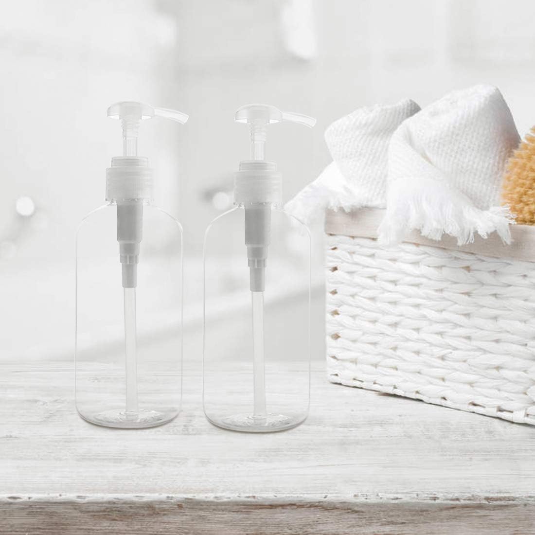 Yebeauty 16 Pack 10oz/300ml Pump Bottle Shampoo Pump Dispenser, Shampoo Bottles with Pump Clear Empty Plastic Refillable Shower Bottle Dispenser Containers with Travel Lock for Soap Cream Lotion Gel