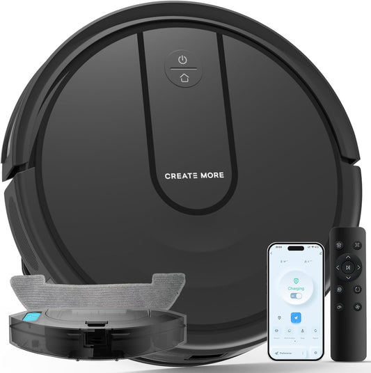 Bagotte Robot Vacuum and Mop with 5000Pa, Robot Vacuum Cleaner with Schedule, 4 in 1 Robotic Vacuum Cleaner,Ultra Slim,Self-Charging,Wi-Fi/Voice/App, Perfect for Pet, Hard Floors, Carpet