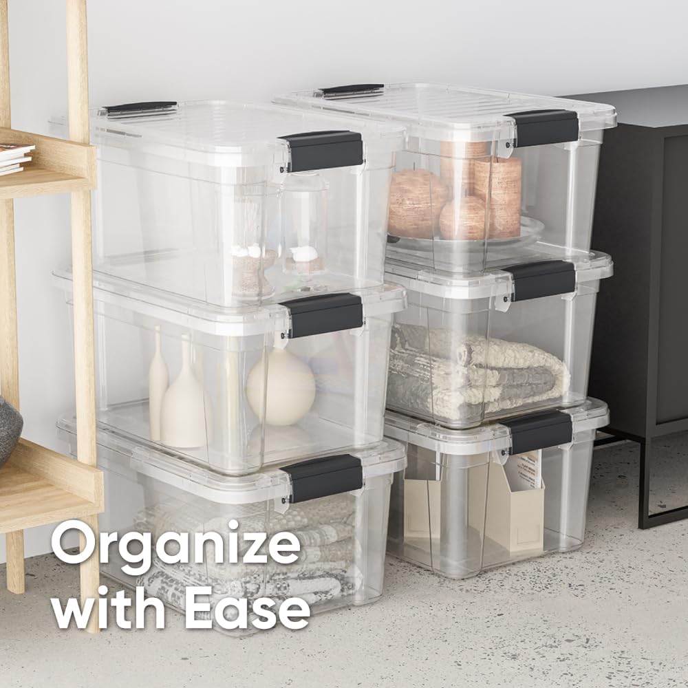 Superio Storage Bins with Lids, Clear Plastic Containers for Organizing, Stackable Totes, BPA Free, Odor Free, Organizer Boxes for Home, and Dorm (2 Pack, 14.25 Qt)