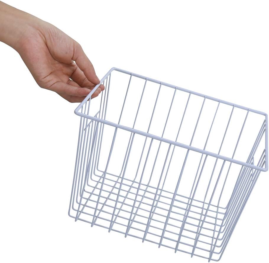 Freezer Baskets Storage Organizer, Refrigerator Metal Wire Basket bins, Household Bins with Built-in Handles for Kitchen Cabinets, Freezer, Pantry, Closets, Bathrooms, 4 Packs