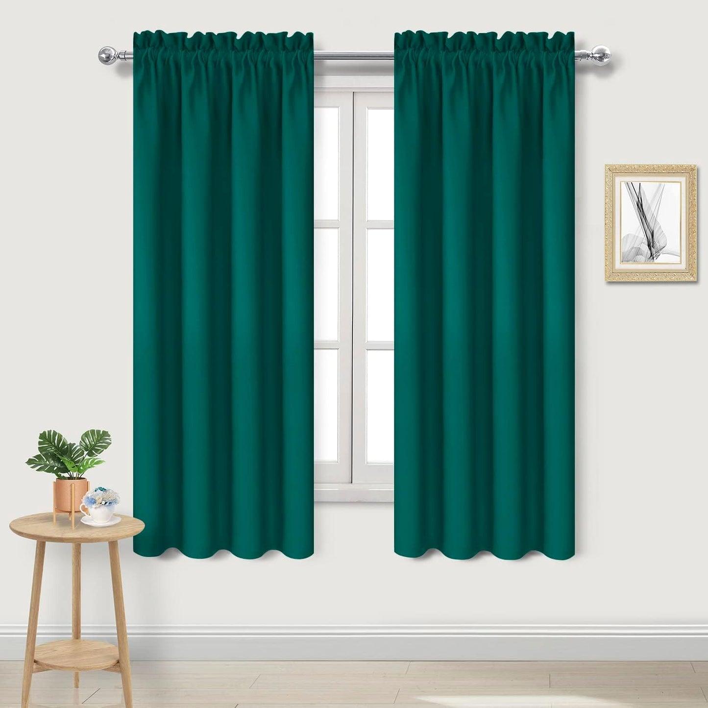 DWCN Blackout Curtains Thermal Insulated, Energy Saving & Noise Reducing Bedroom and Living Room Curtains, Hunter Green, W 42x L 72 Inch, Set of 2 Rod Pocket Curtain Panels