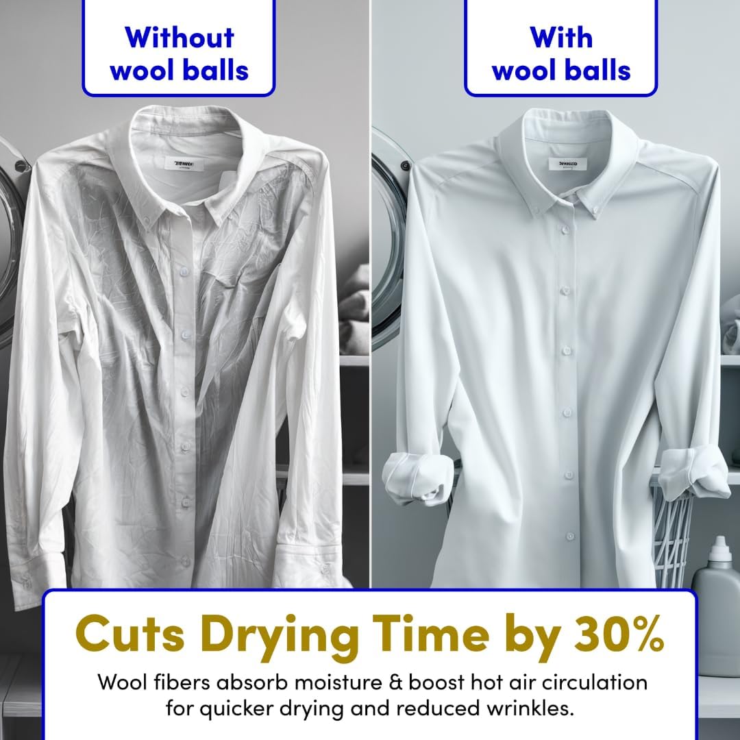 Zero Trace Wool Dryer Balls - Dryer Balls Laundry Reusable - Eliminate Wrinkles Static & Lint – Cruelty Free & Non-Toxic - Laundry Balls for Dryer -Fabric Softener Ball – Wool Balls with Fragrance Oil