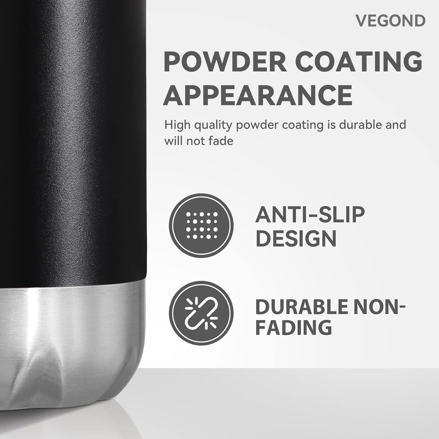 VEGOND 17oz Stainless Steel Water Bottles, Reusable Metal Sports Water Bottle Keeps Drink Hot and Cold, BPA Free Double Wall Vacuum Cola Shape Insulated Water Bottle for Camping Gym, 1 Pack