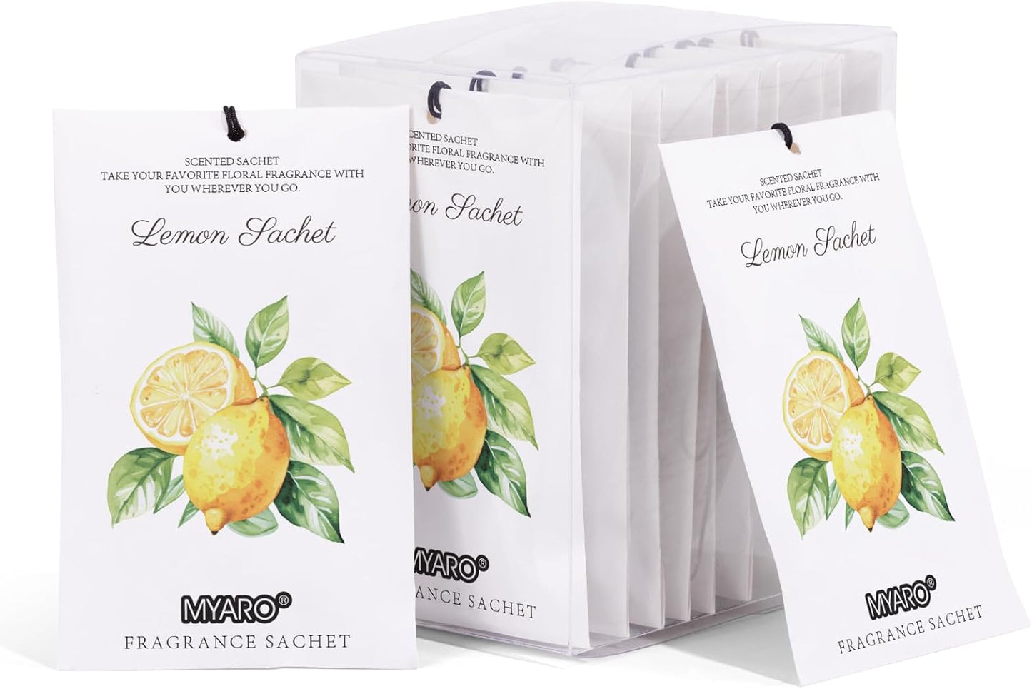 MYARO 12 Packs Lemon Scented Sachets for Drawer and Closet, Long-Lasting Closet Sachet Bags Drawer deodorizers Fresh Scents, Home Fragrance for Lover