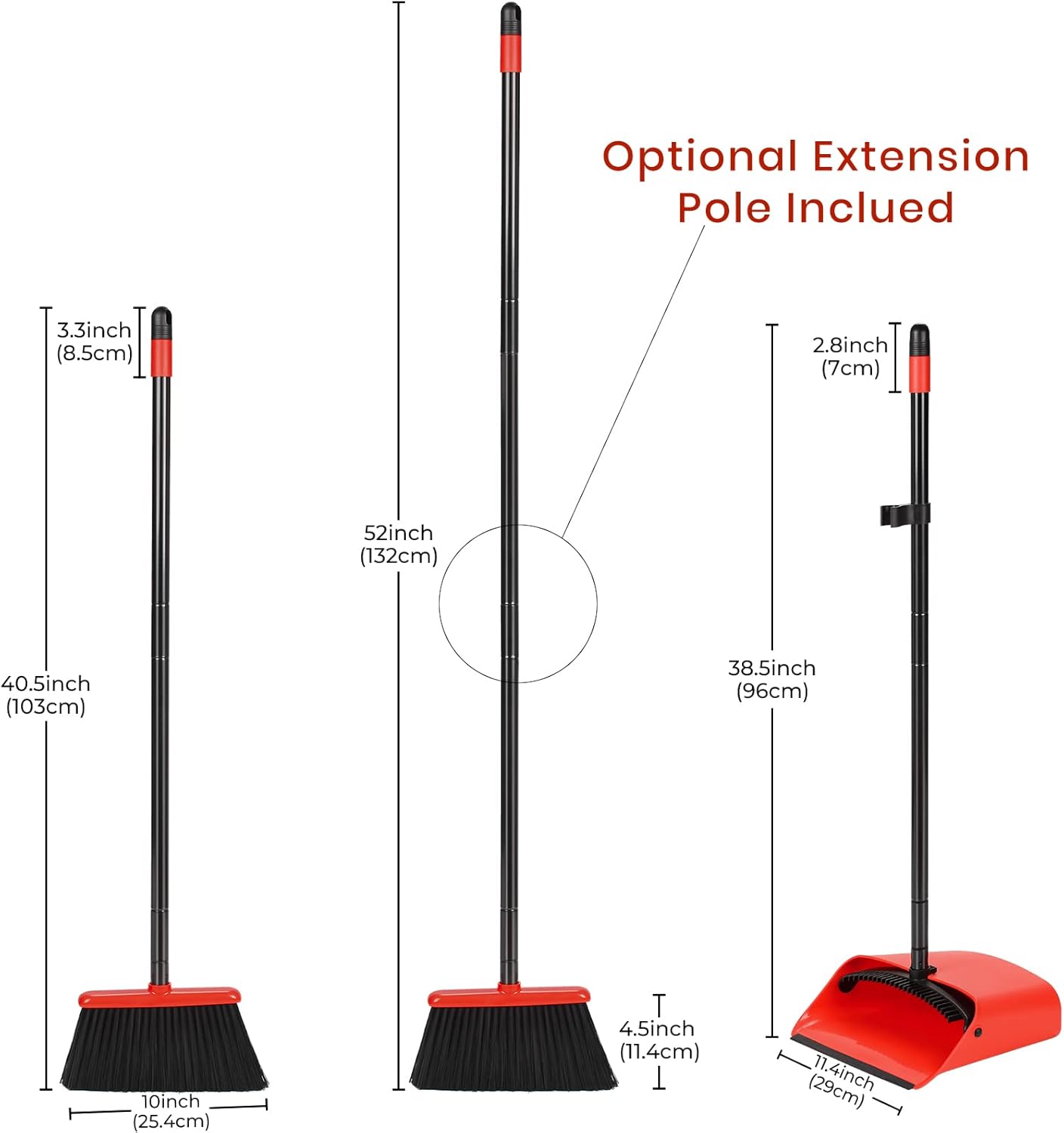 TreeLen Broom and Dustpan Set, 52 inch Broom and Dust Pan Combo for Home