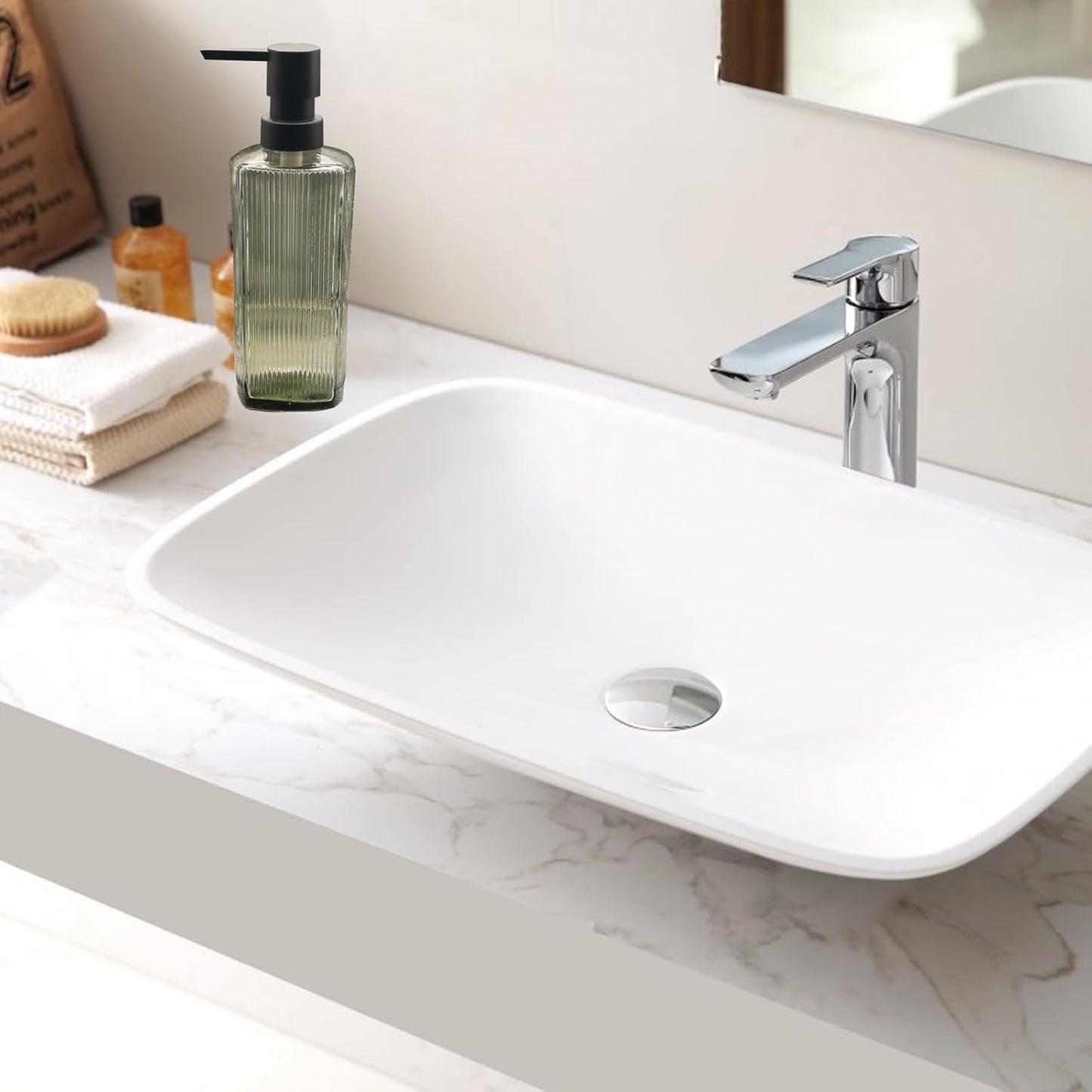 Green Glass Soap Dispenser with Black Pump, 12oz Refillable Liquid Hand Dispenser, Lotion Dish Soap Dispenser for Modern Home Decor, Bathroom, Kitchen Countertop, Hotel