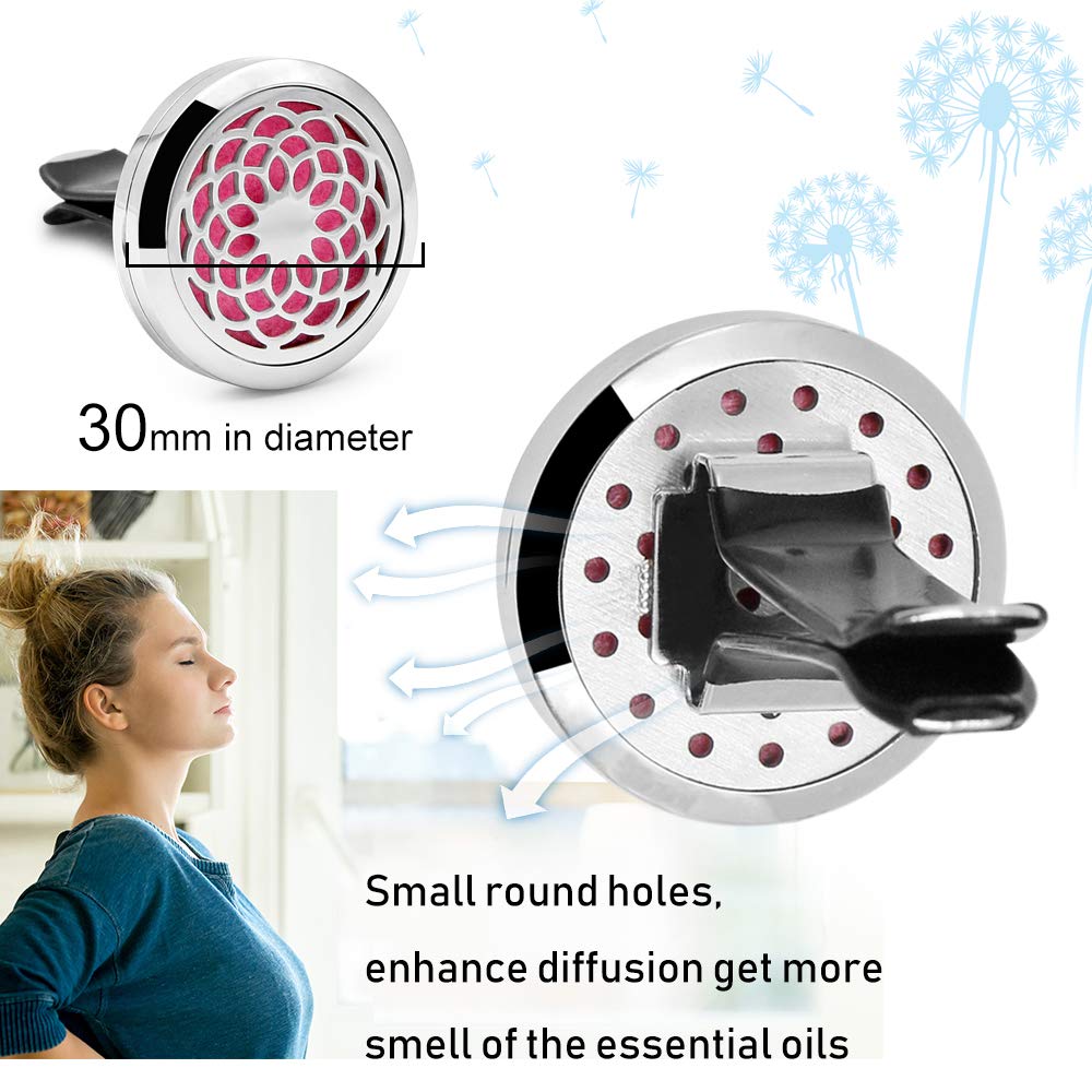 Car Diffuser Vent Clip - 2PCS 30mm Car Essential Oil Diffuser Vent Clips for Home Office Room with 12 Felt Pads Mother's Day, Birthday Gift for Women & Men