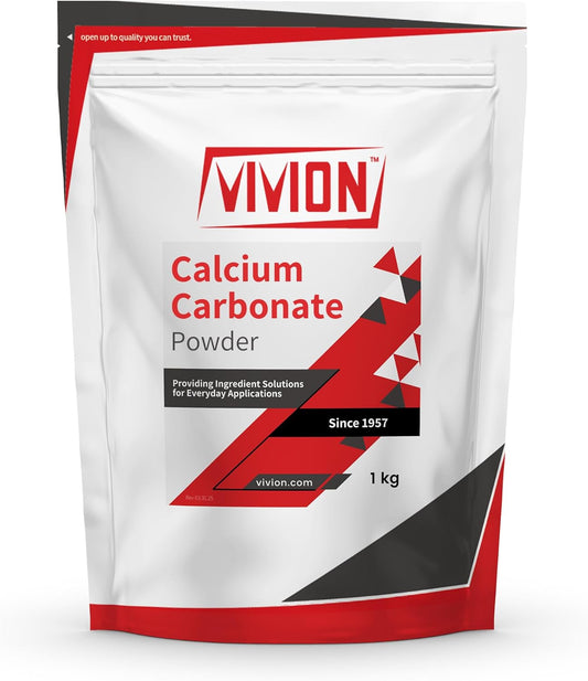Calcium Carbonate Powder - Bulk 1 kg (2.2 lb) - 100% Pure Food Grade Limestone Supplement Ingredient - Wine Deacidification & Anticaking Antacid Excipient - Chalk Paint Filler Whiting Window Treatment