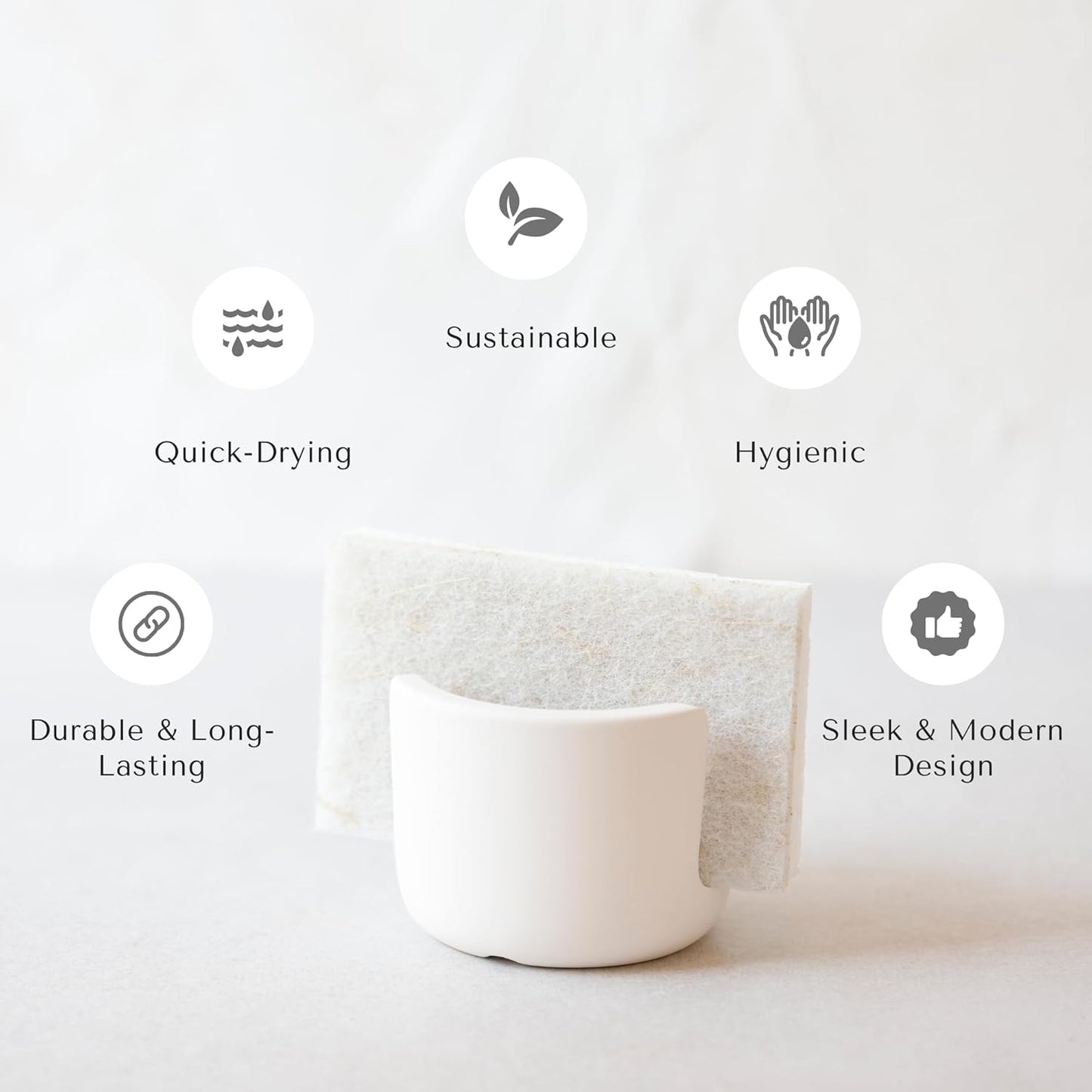 Selegna Diatomite Stone Sponge Caddy – Quick Drying Diatomaceous Earth Sink Organizer – Instant Drying Kitchen Sponge Holder for Sink – Compact Stone Sponge Holder