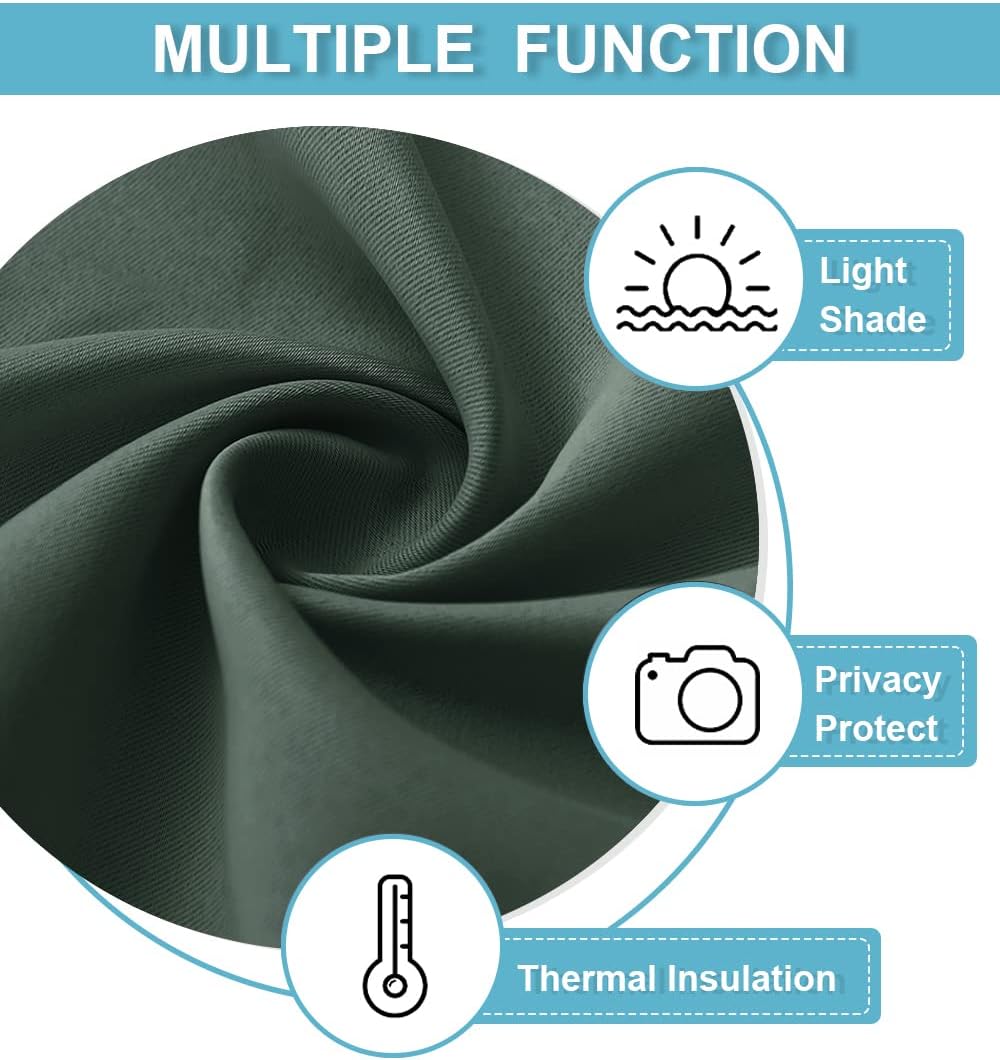 RYB HOME RV Camper Door Window Curtains -Blackout Privacy Curtains & Drapes for Bathroom Bedroom Kitchen Portable Travel Trailer Small Window Decor, W 34 x L 24, Dark Green, 2 Panels