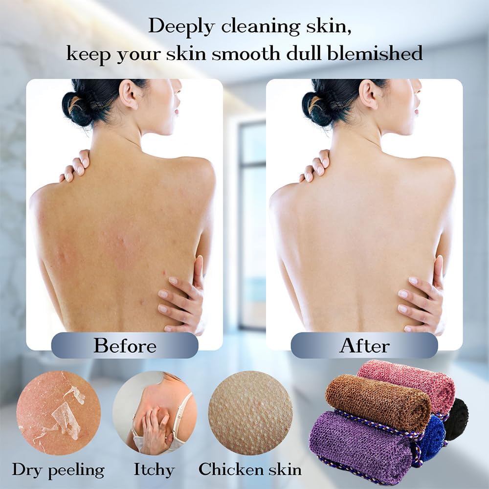 5 Pieces African Net Sponge with Handles Long African Exfoliating Net Washcloth Bath Sponge Net Cloth Wash Net Body Back Scrubber for Shower Loofah