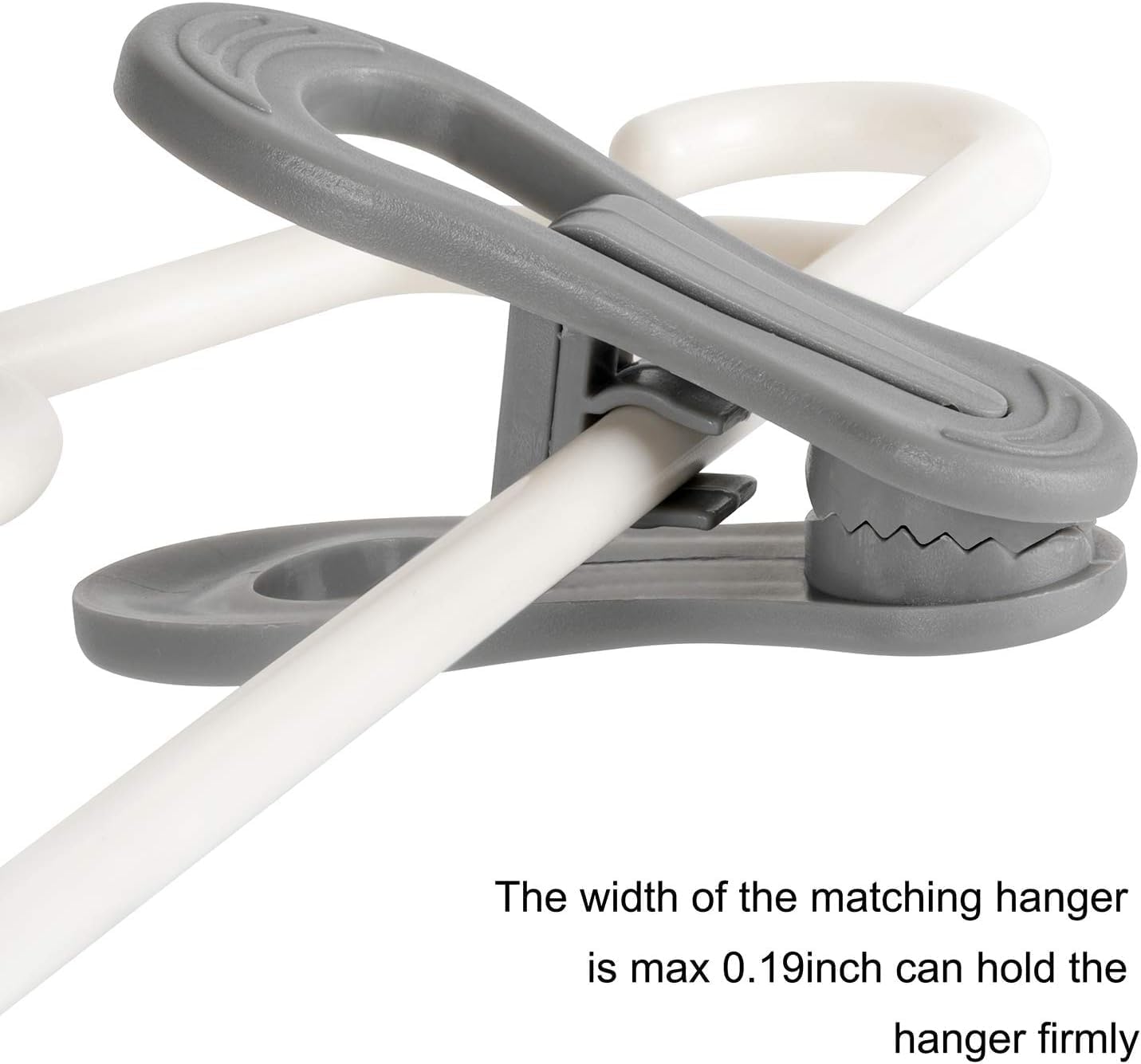 Tinfol 50pc Grey Plastic Hanger Clips, Strong Pinch Grip Finger Clips for Plastic Clothes Hangers, Multi-Purpose Hanger Clips