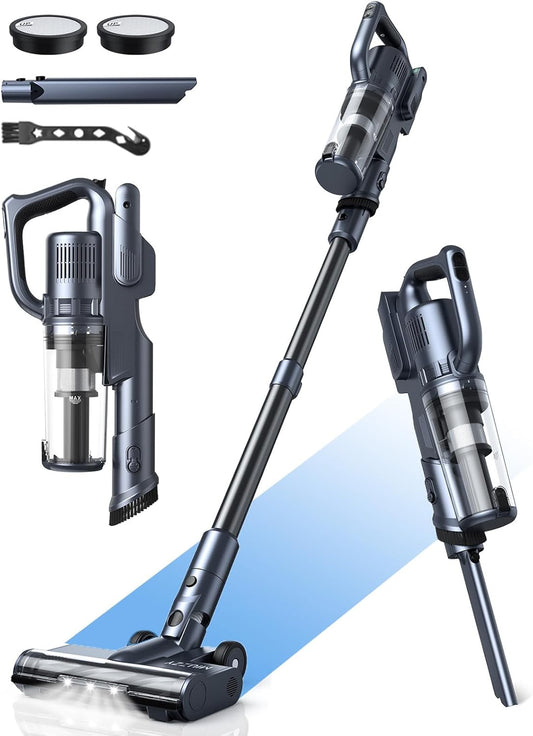 35,000pa Cordless Vacuum Cleaner, Max 50 Minutes, Lightweight Cordless Cleaners for Home, Stick and Handheld Vacuum for Carpets, Hard Floor, Pet Hair, Cars (Black)