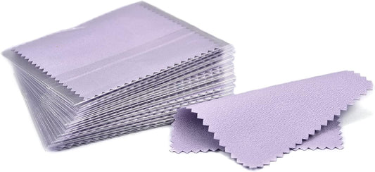 SEVENWELL 50pcs Jewelry Cleaning Cloth Purple Polishing Cloth for Sterling Silver Gold Platinum Small Silver Polish 8x8cm
