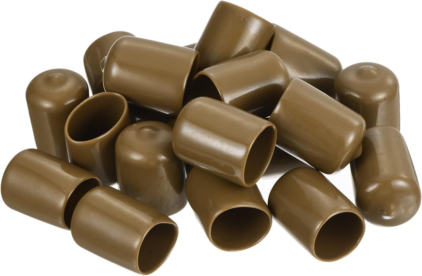 uxcell 20pcs Rubber End Caps 19mm(3/4") ID Vinyl PVC Round Tube Bolt Cap Cover Screw Thread Protectors Light Brown