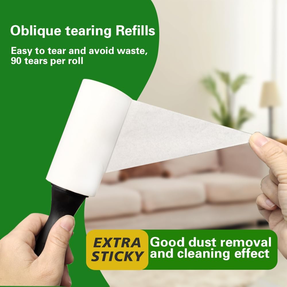 Extra Sticky Lint Roller Refills,Fits Most 3.9"-4" Standard Size Lint Roller with Inner Diameter at 1.5", 8 Pack with 720 Sheets Total, Pet Hair Remover for Clothes, Car, Furniture