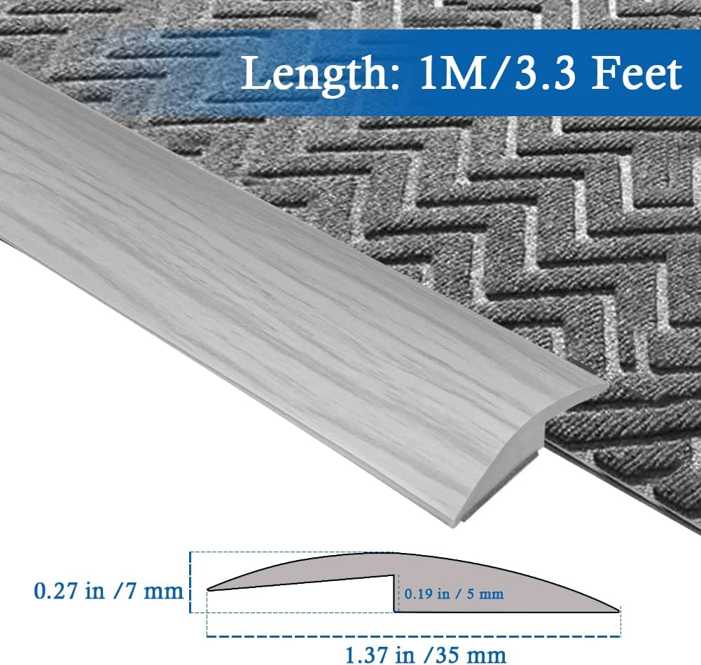 Floor Transition Strip Self Adhesive Carpet & Flooring Transitions Edging Trim Strip PVC Threshold Transitions Suitable for Threshold Height Less Than 5mm (3.3Ft, Wood Grain Gray-New)