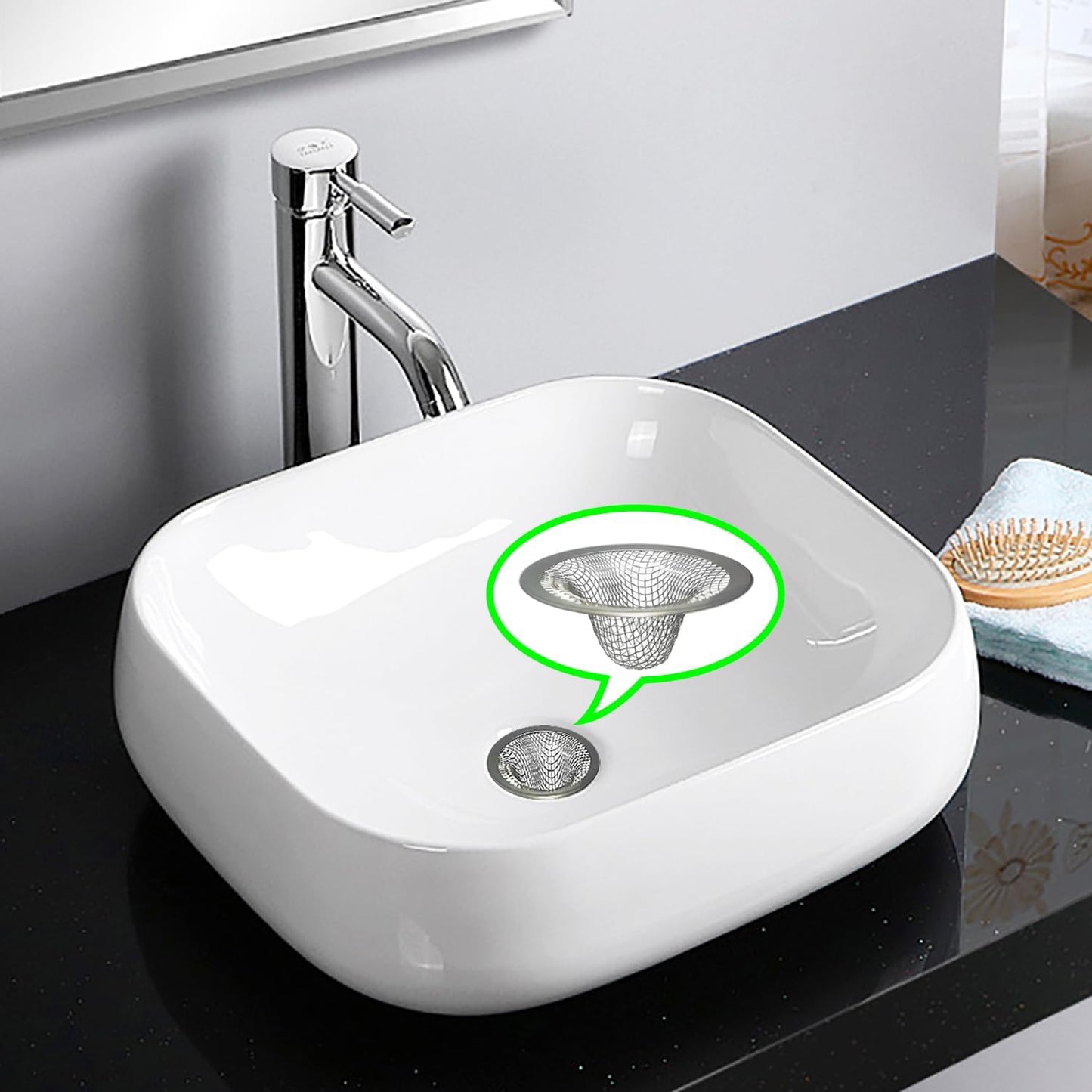 1.0" Bathroom Sink Drain Strainers, 6PCS Drain Hair Catchers for Laundry, Mop Pool, Utility, Slop, RV Sink, Stainless Steel Drain Filter