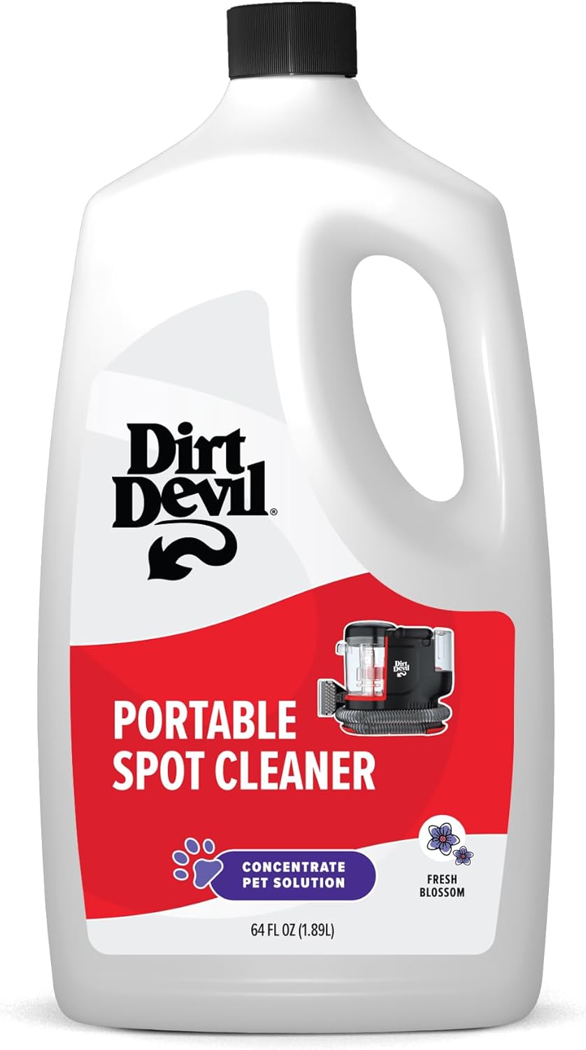 Dirt Devil Pet Portable Spot Cleaner Solution, 64 oz., Fresh Blossom Scent, Upholstery and Carpet Shampoo Solution, Eliminates Pet Messes and Odors, Pair with Dirt Devil Portable Spot Cleaners