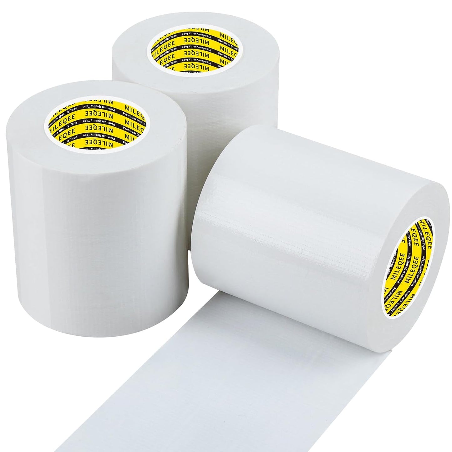 3Pack Duct Tape Heavy Duty Single Sided, Strong Adhesive High Strength, Waterproof Mesh Tape for Indoor Outdoor Repairing Sealing Bonding, Easy Use Hand Tearable, 3.15 Inch x 33 Feet, White