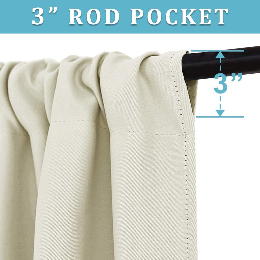 RYB HOME Blackout Curtains for Living Room, Large Window Shades for Bay Window Dining Parlor Bedroom Patio Door, Wide 34 x Long 80 inches, Beige, 2 Panels