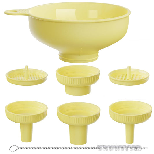 Wide Mouth Kitchen Funnel, Food Grade Plastic Cooking Canning Funnel with 4 Sizes Spouts for Filling Wide and Regular Mason Jars, Spray Dropper Oil Bottle Jug Spices Shampoo Sauce