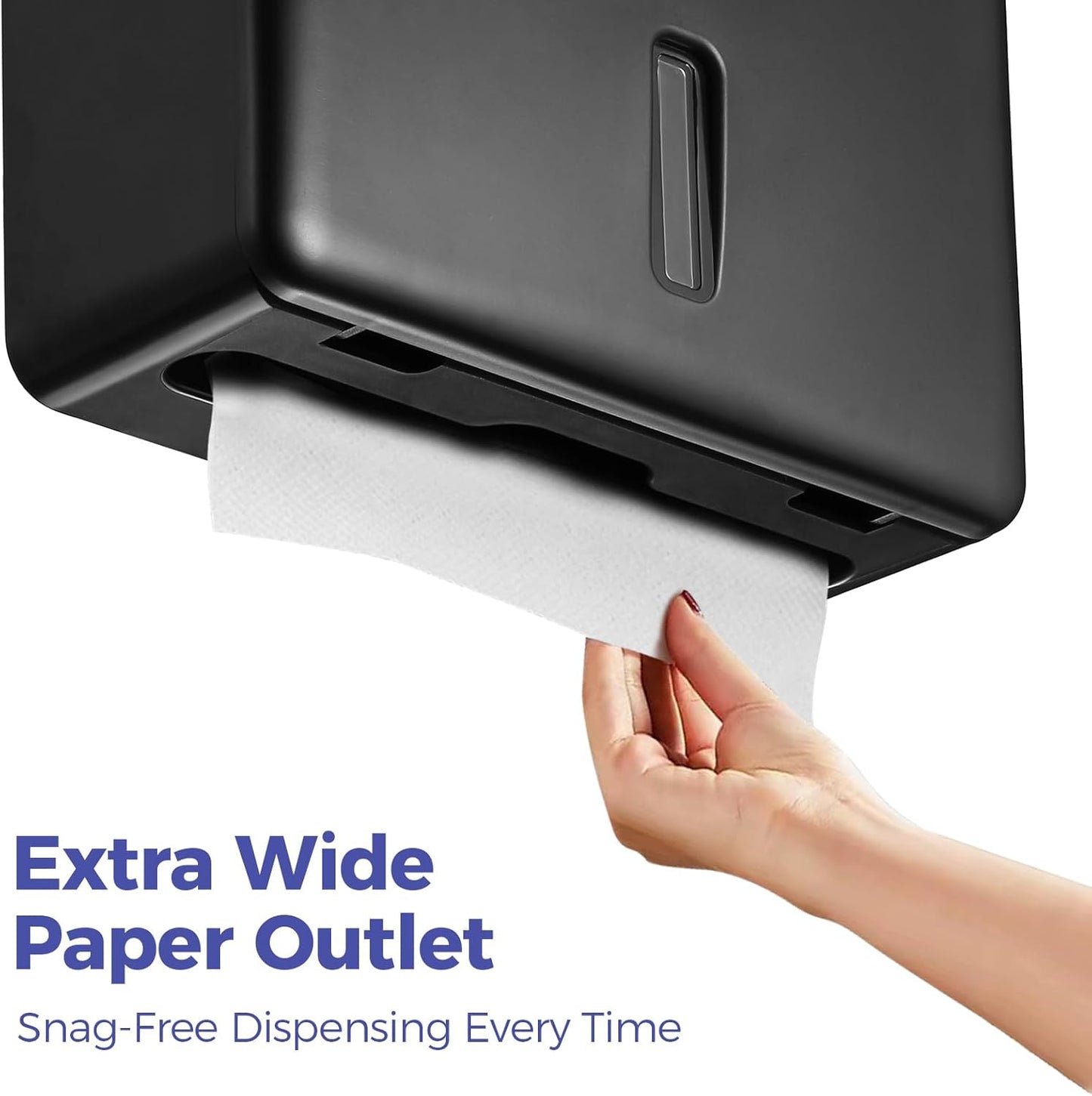 Multifold Paper Towel Dispenser Wall Mount (Black) – Large Capacity C-Fold, Trifold, and Folded Commercial Hand Towels Holder for Bathroom & Restroom – Adhesive or Screw Mounted