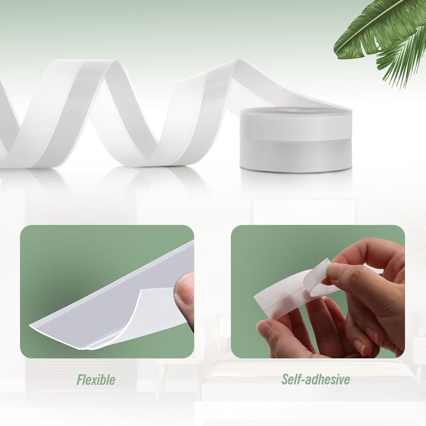 Silicone Weather Stripping Door Seal Strip, 16.4 Feet Self Adhesive Sealing Sticker Sealing Tape for Door Draft Stopper Adhesive for Doors Windows Shower Glass Gaps (Transparent, Width 25mm)