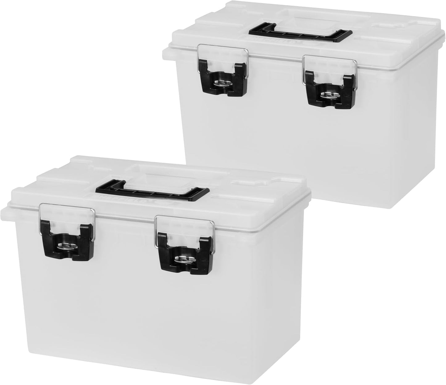 Sheffield 12763 XL Storage Bins With Lids, 2-Pack Stackable Storage Bins, Made in USA, Lockable and Water-Resistant Containers with Lids, Plastic Containers for Home, Classroom, and Dorm