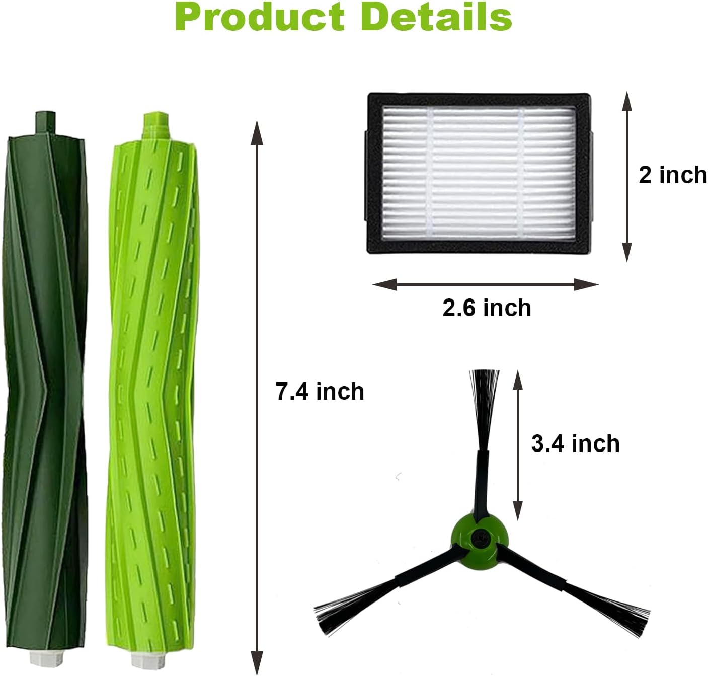 19 Pack Replacement Parts Accessories Compatible for iRobot Roomba i3 i3+ i7 i7+ i4 i6 i6+i8 i8+/Plus E5 E6 E7 J7 I E &J Series Vacuum Cleaner, 3 Set of Roller Brush & 8 HEPA Filters & 8 Side Brushes