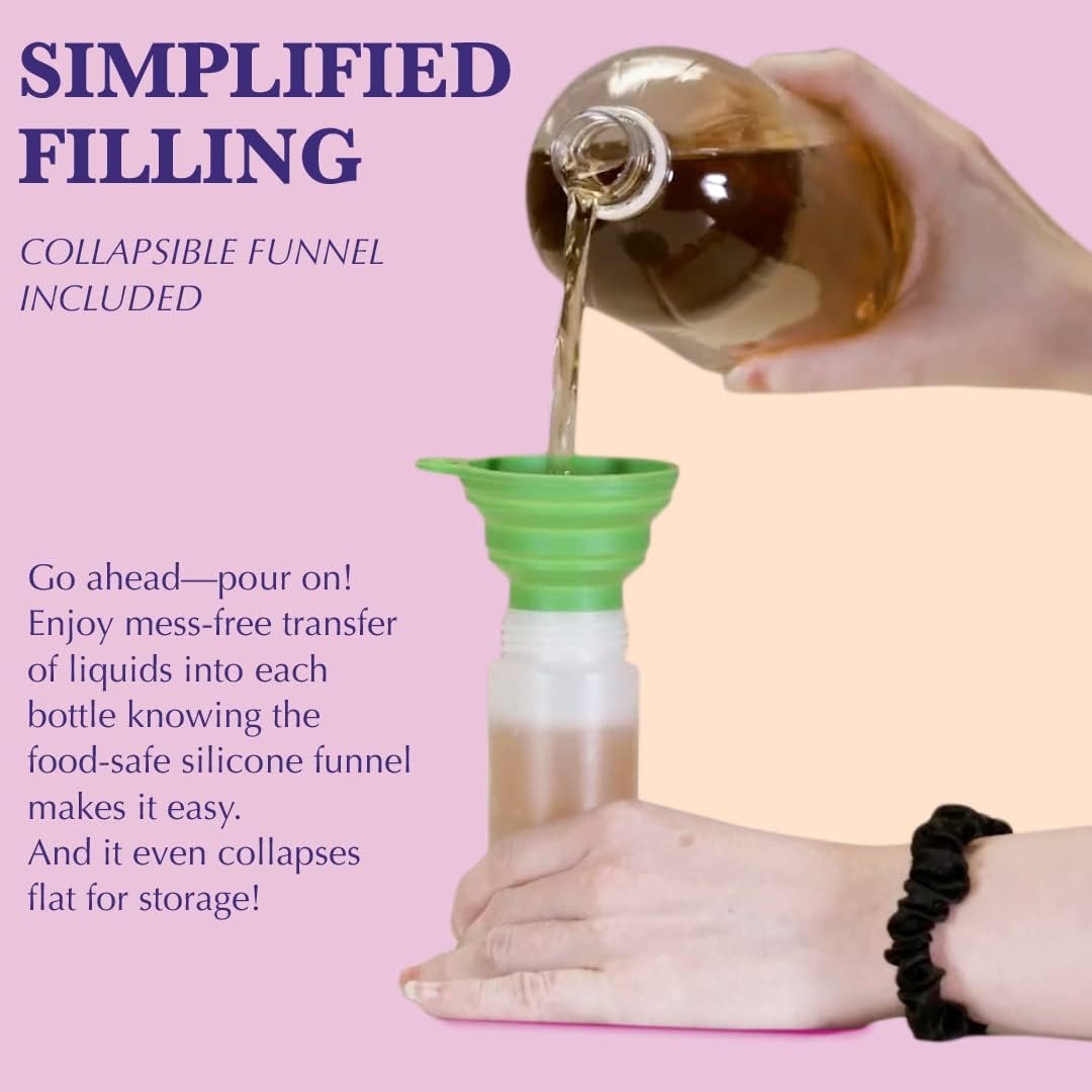 6-Pack Condiment Squeeze Bottles for Sauces - Includes Funnel, Erasable Marker & Reusable Labels, Perfect for Salad Dressings, Liquids, and Ketchup, Durable Plastic 16 oz Bottles