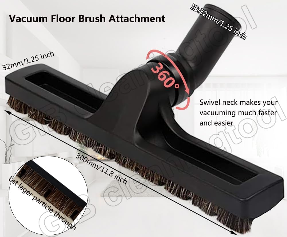 9 Pcs Universal Vacuum Attachments & Brushes for Shop Vac Accessories with 2 1/2" to 1 1/4" & 1 7/8" to 1" Adapter for Shop Vac, 1 1/4" Brush Attachment for Shop Vac, Flexible Crevice Tool