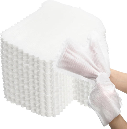 100 Pcs White Microfiber Dusting Gloves, Disposable Artisan Dust Cloth Remove Mitt, Dual-Sided Dust Wipes Feather Dusters for Indoor Plants Furniture, House Cleaning Pet Hair, Electronic Device