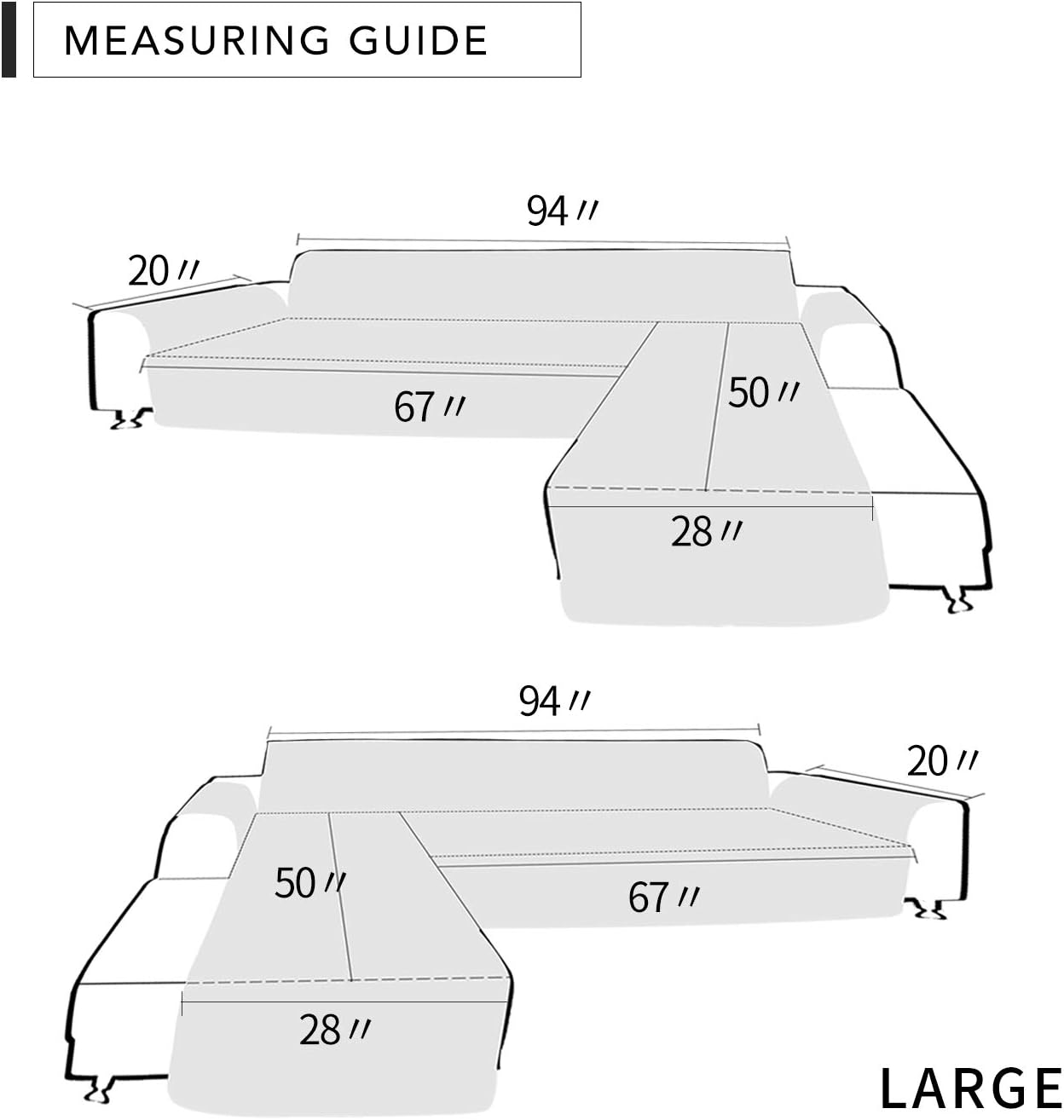 Easy-Going L Shape Sofa Cover Sectional Couch Cover Chaise Lounge Sofa Slipcover Furniture Protector Mat for Pets Dog Cat (Large, Coffee/Coffee)