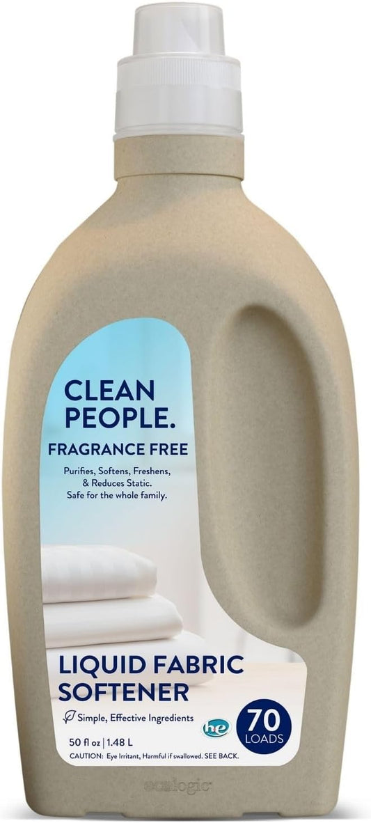 The Clean People Liquid Fabric Softener - Softens & Removes Static Cling - Vegan (50 Fl Oz, Fragrance Free)