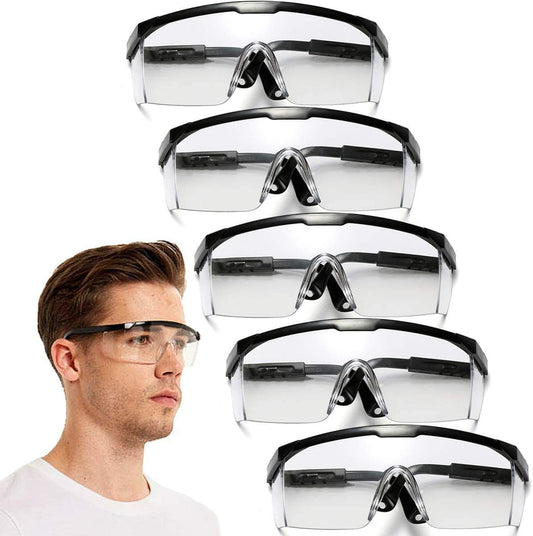 Safety Glasses, 5PCS Adjustable Wide-Vision Protective Glasses, Lightweight Fog-Proof Safety Goggles