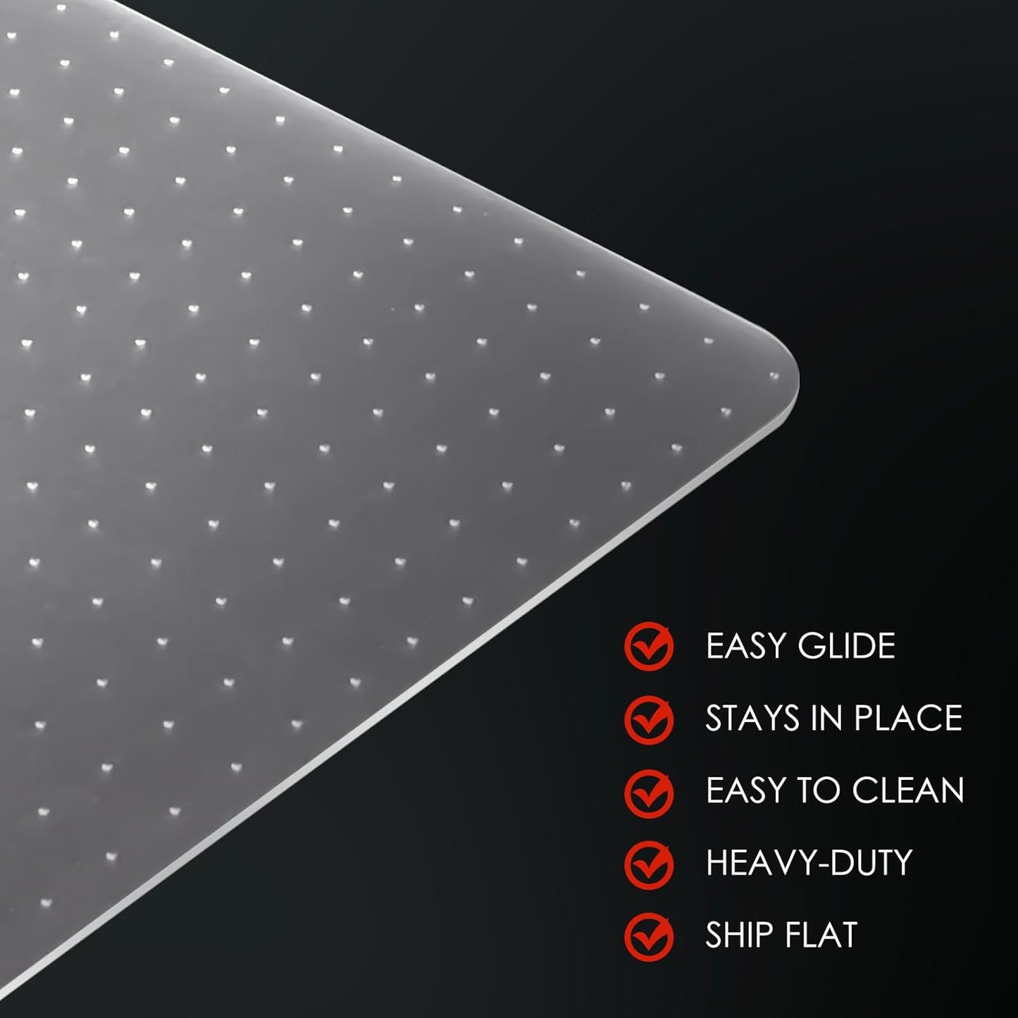 Kuyal Office Chair Mat for Carpet, 46x55 Clear Heavy Duty Computer Chair Mat, Under Desk Protector Carpeted Floors Mat, Easy Chair Movement,Ship Flat