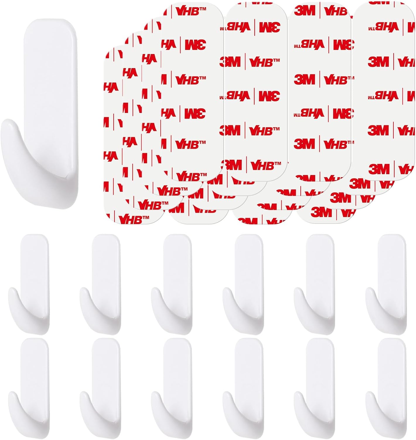 Wall Hooks for Hanging Heavy Duty, Large 12 Self Adhesive Wall with 16 Strips no Damage, Sticky for Key, Shower,Towel, Coat, Door, Hat