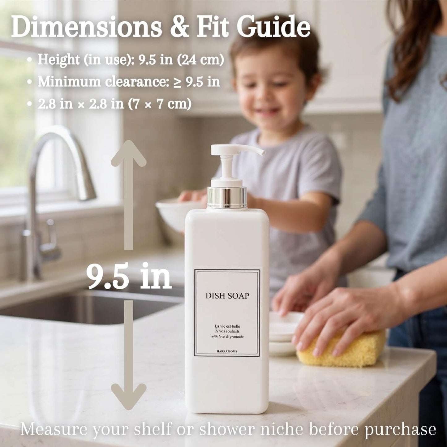 Modern Design Large 27 oz Shampoo and Conditioner Dispensers - Empty Plastic Refillable Pump Bottle Set for Bathroom Shower Soap Dispenser, Set of 3 (White & Silver)